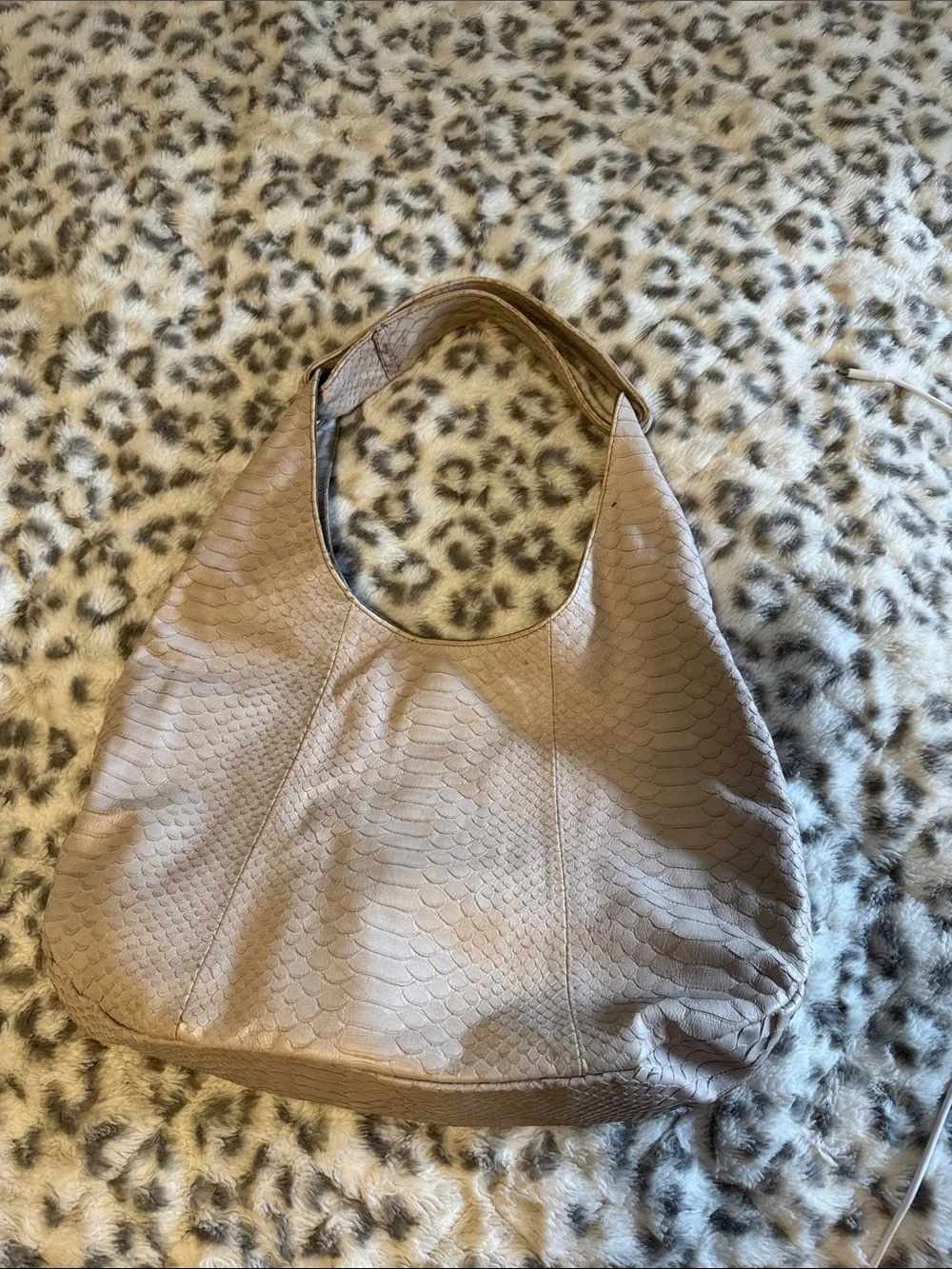 Large Vintage Furla Croc Embossed Leather Bag